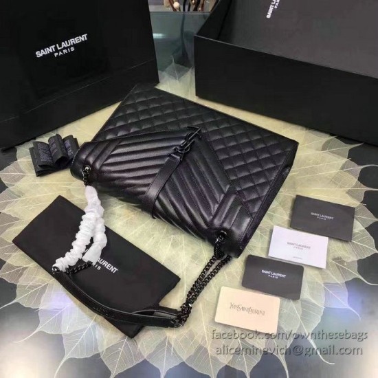 Replica Yves Saint Laurent grande borsa a tracolla della spalla borsa nera Y221250