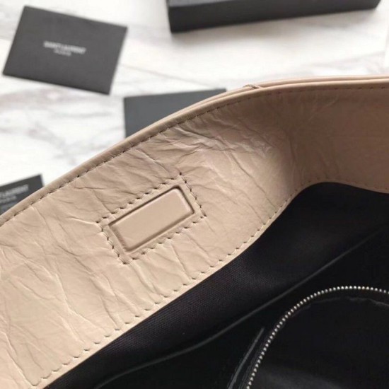 Replica Shopping bag YSL Saint Lauren Niki Medium in pelle vintage increspata grigia