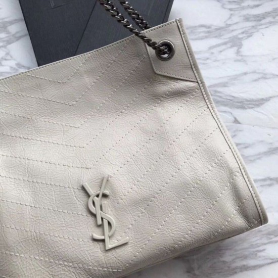 Replica Shopping bag YSL Saint Lauren Niki Medium in pelle vintage increspata beige