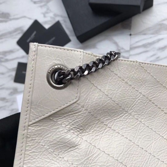 Replica Shopping bag YSL Saint Lauren Niki Medium in pelle vintage increspata beige