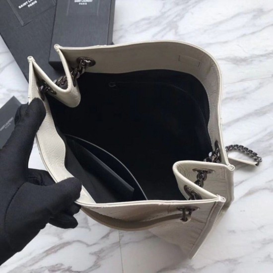 Replica Shopping bag YSL Saint Lauren Niki Medium in pelle vintage increspata beige