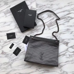 Replica Shopping bag YSL Saint Lauren Niki Medium in pelle vintage increspata nera