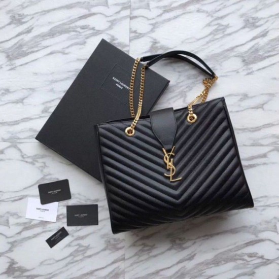 Replica Borsa shopping YSL Saint Laurent Pelle di vitello Nera