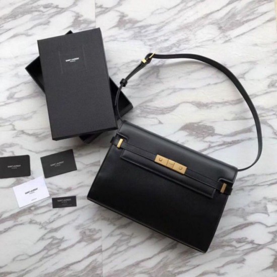 Replica Borsa a tracolla Baguette YSL Saint Laurent Manhattan nera