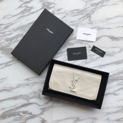 Replica Portafoglio grande YSL Saint Laurent Niki in pelle vintage increspata bianco Replica Portafoglio grande YSL Saint Laurent Niki in pelle vintage increspata bianco