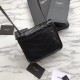Replica Portafoglio a catena YSL Saint Laurent Niki in pelle nera increspata vintage