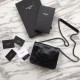 Replica Portafoglio a catena YSL Saint Laurent Niki in pelle nera increspata vintage