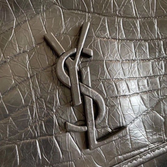 Replica Borsa a catena media Niki YSL Saint Laurent in coccodrillo nera