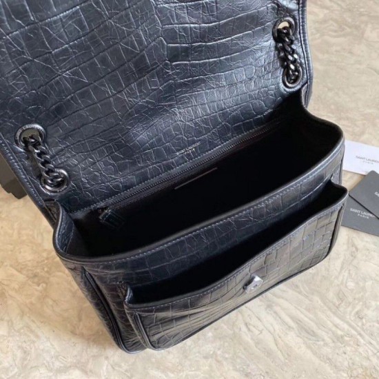 Replica Borsa a catena media Niki YSL Saint Laurent in coccodrillo nera