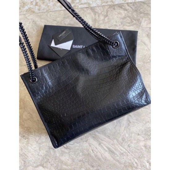 Replica Borse YSL Saint Lauren Shopping  Niki Medium nera in coccodrillo