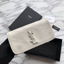 Replica Portafoglio grande YSL Saint Laurent Niki in pelle vintage increspata bianco