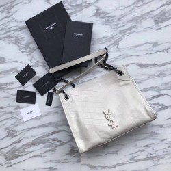 Replica Shopping bag YSL Saint Lauren Niki Medium in pelle vintage increspata beige