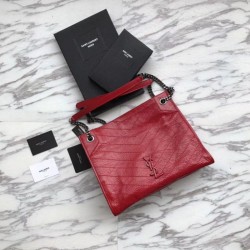 Replica Shopping bag YSL Saint Lauren Niki Medium in pelle vintage increspata rossa