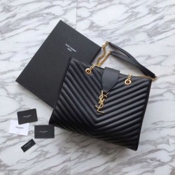 Replica Borsa shopping YSL Saint Laurent Pelle di vitello Nera