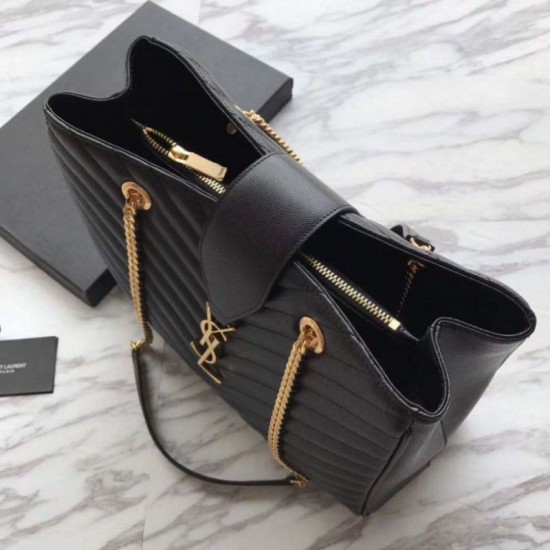 Replica Borsa shopping YSL Saint Laurent Pelle di vitello Nera