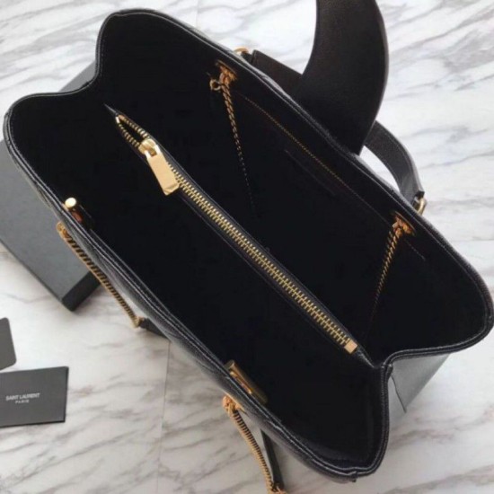 Replica Borsa shopping YSL Saint Laurent Pelle di vitello Nera