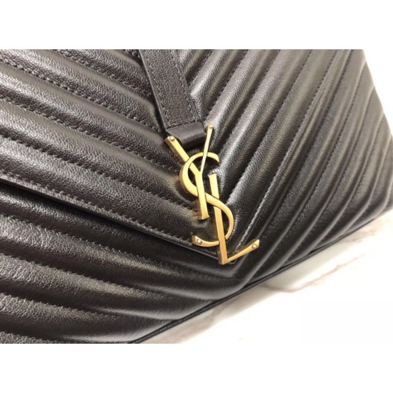 Replica Saint Laurent grandi borse Monogram universitari in nero di capra