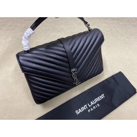 Replica Saint Laurent grandi borse Monogram universitari in nero di capra