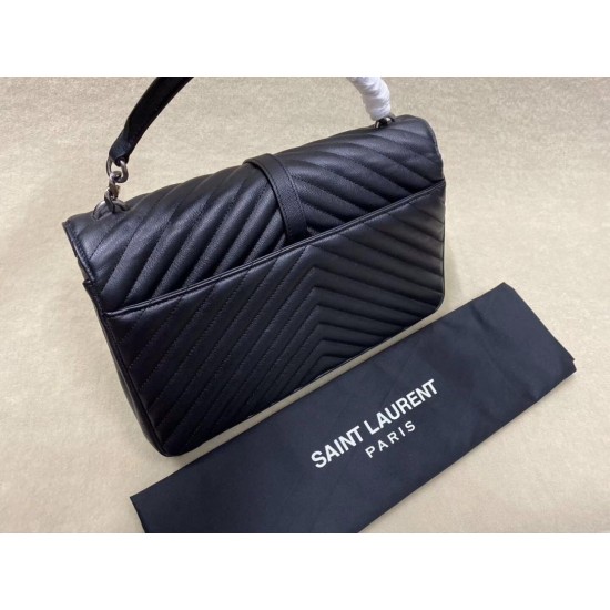 Replica Saint Laurent grandi borse Monogram universitari in nero di capra