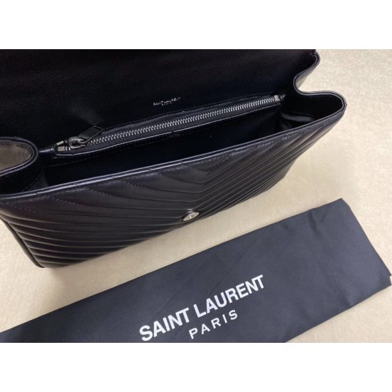 Replica Saint Laurent grandi borse Monogram universitari in nero di capra