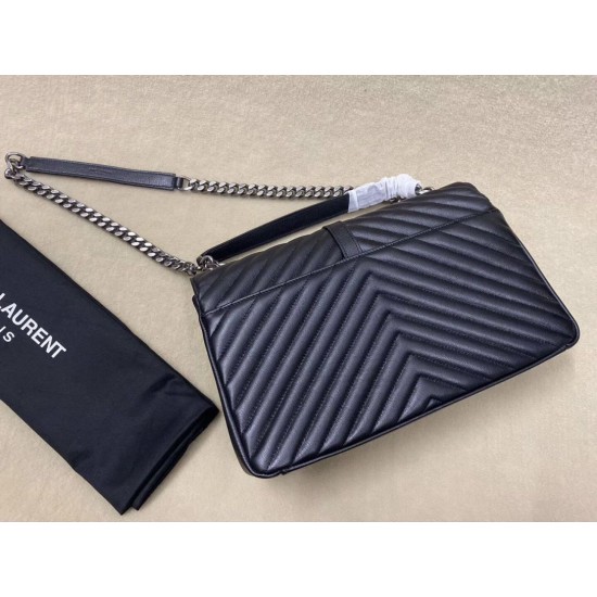 Replica Saint Laurent grandi borse Monogram universitari in nero di capra
