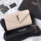 Replica YSL Saint Laurent Granulato Matelasse Chain Portafoglio Beige