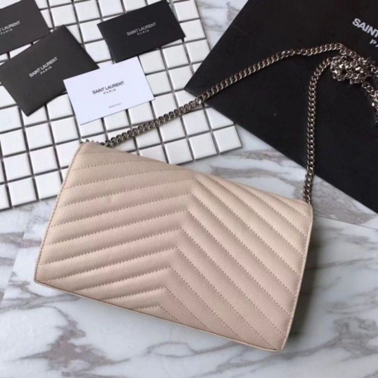 Replica YSL Saint Laurent Granulato Matelasse Chain Portafoglio Beige