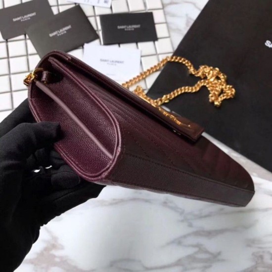 Replica YSL Saint Laurent Granulato Matelasse Chain Portafoglio Chiaretto