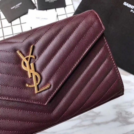 Replica YSL Saint Laurent Granulato Matelasse Chain Portafoglio Chiaretto