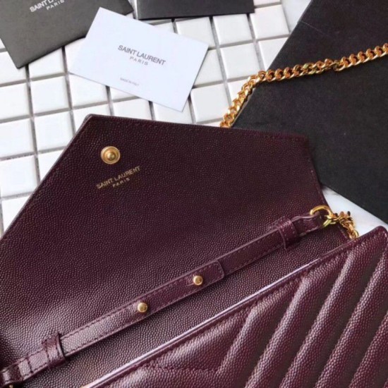 Replica YSL Saint Laurent Granulato Matelasse Chain Portafoglio Chiaretto