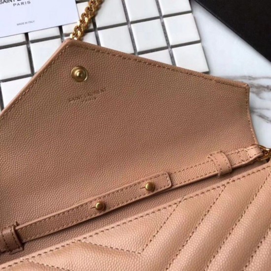 Replica YSL Saint Laurent Granulato Matelasse Chain Portafoglio Giallo