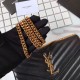 Replica YSL Saint Laurent Granulato Matelasse Chain Portafoglio Nero
