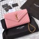 Replica YSL Saint Laurent Granulato Matelasse Chain Portafoglio Rosa