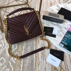 Replica YSL Saint Laurent Medium College Monogram Borse a Tracolla Granulato Matelasse Chiaretto