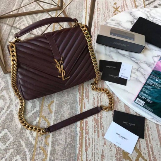 Replica YSL Saint Laurent Medium College Monogram Borse a Tracolla Granulato Matelasse Chiaretto