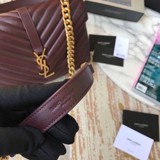 Replica YSL Saint Laurent Medium College Monogram Borse a Tracolla Granulato Matelasse Chiaretto