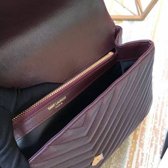 Replica YSL Saint Laurent Medium College Monogram Borse a Tracolla Granulato Matelasse Chiaretto
