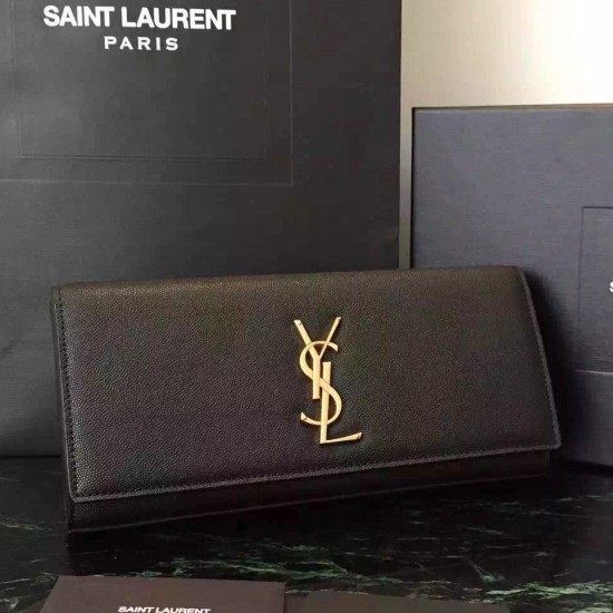 Replica Saint Laurent classico nero grano Monogramme Pochette