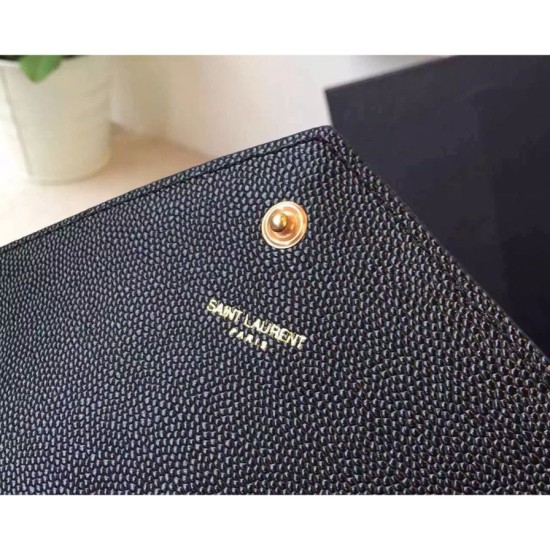 Replica Saint Laurent Catena Portafoglio in pelle Black Grain