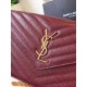 Replica Saint Laurent Catena Portafoglio in pelle Bordeaux grano