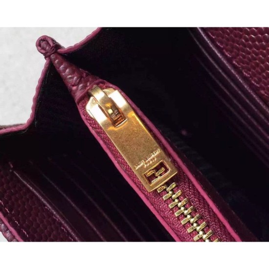 Replica Saint Laurent Catena Portafoglio in pelle Bordeaux grano