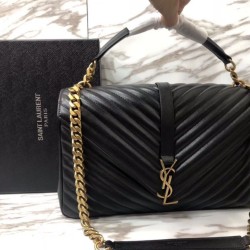 Replica Saint Laurent grandi borse Monogram universitari in nero di capra