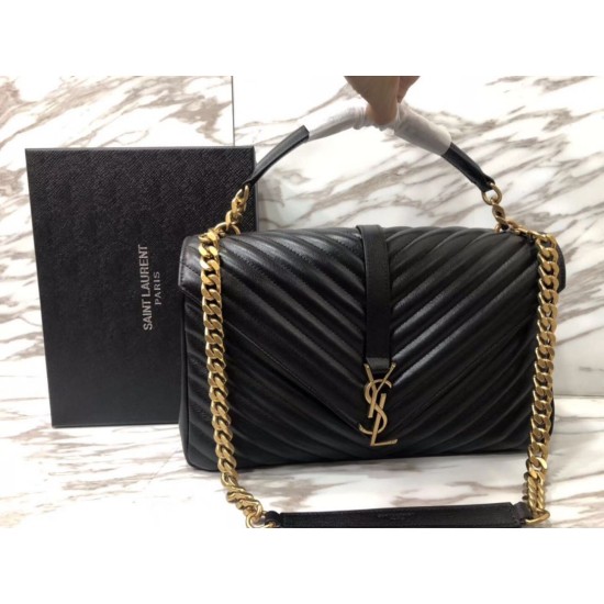 Replica Saint Laurent grandi borse Monogram universitari in nero di capra