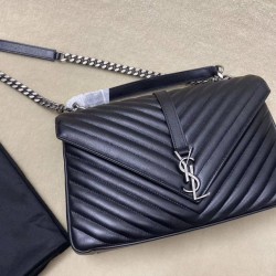 Replica Saint Laurent grandi borse Monogram universitari in nero di capra