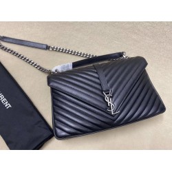 Replica Saint Laurent grandi borse Monogram universitari in nero di capra Replica Saint Laurent grandi borse Monogram universitari in nero di capra