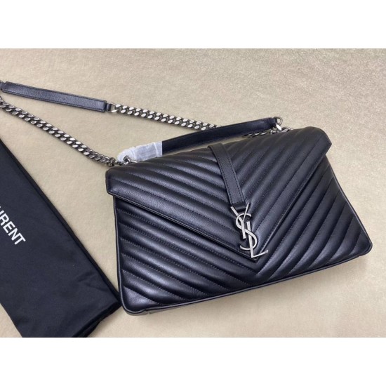 Replica Saint Laurent grandi borse Monogram universitari in nero di capra