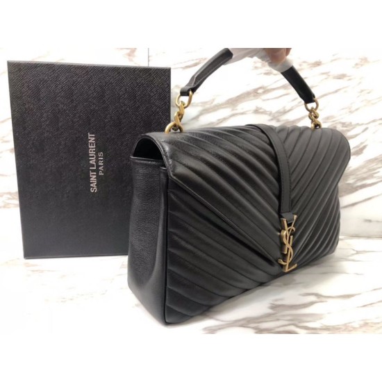 Replica Saint Laurent grandi borse Monogram universitari in nero di capra