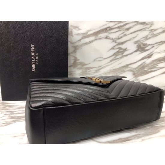 Replica Saint Laurent grandi borse Monogram universitari in nero di capra