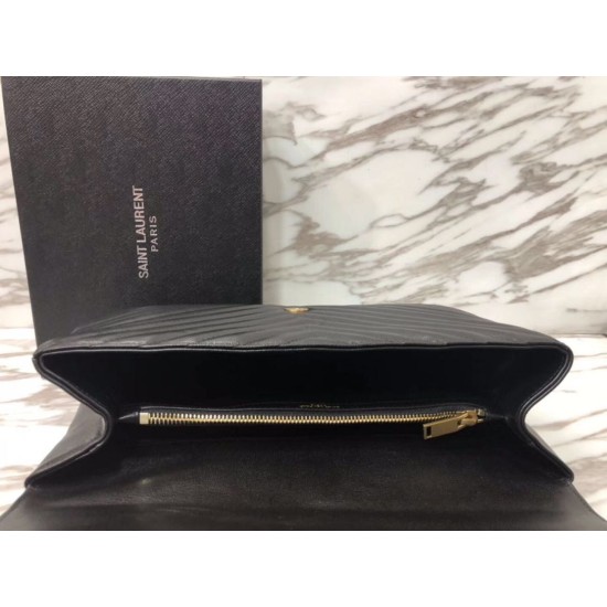 Replica Saint Laurent grandi borse Monogram universitari in nero di capra