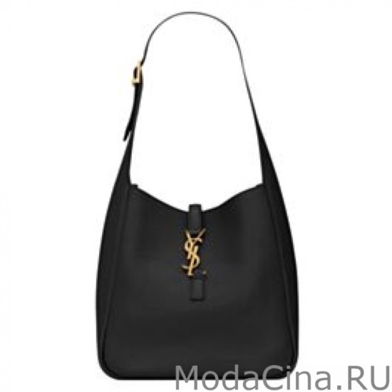 Replica YSL Saint Laurent Le 5 A 7 Borsa Hobo Piccola Morbida In Pelle Liscia Nera